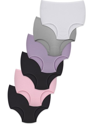 Konforx Kadın Külot Yüksek Bel 6'lı Paket - Günlük Kullanım, Pamuklu, Iç Giyim Farklı Renk Seçeneği