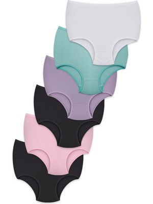 Konforx Kadın Külot Yüksek Bel 6'lı Paket - Günlük Kullanım, Pamuklu, Iç Giyim Farklı Renk Seçeneği