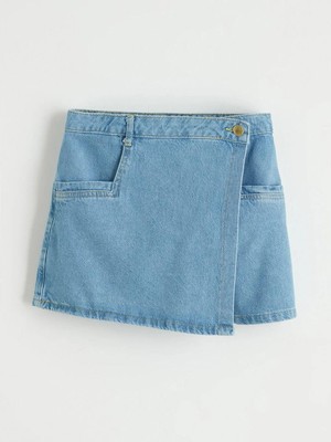 LC Waikiki Anvelop Kesim Cepli Kız Çocuk Jean Şort Etek  (S6)