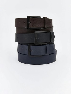 LC Waikiki Deri Görünümlü Erkek Kemer 3 Lü  (S6)