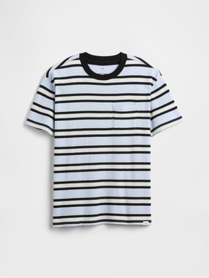 Gap Erkek Çocuk Açık Mavi Everyday Soft Stripe Pocket T-Shirt