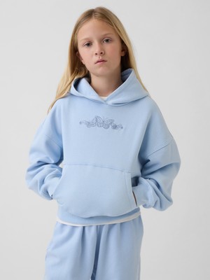 Gap Kız Çocuk Mavi Kids VintageSoft Relaxed Logo Sweatshirt