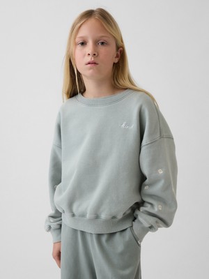 Gap Kız Çocuk Yeşil Vintagesoft Wedge Crewneck Sweatshirt