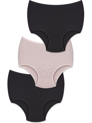 Konforx Kadın Külot Yüksek Bel 3'lü Paket - Günlük Kullanım, Pamuklu, Iç Giyim Farklı Renk Seçeneği