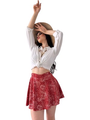 SARVONA Krinkıl Şortlu Etek - Ki̇remi̇t