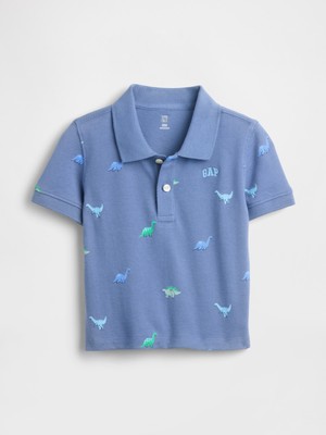 Gap Erkek Bebek Mavi Pique Polo T-Shirt Kısa Kol Nefes Alan Pamuk Kumaş ile Rahat Stil