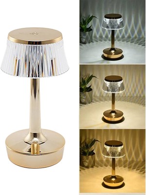 Normadia Altın Renkli Dokunmatik Şarjlı Masa Lambası, 3 Mod, Type-C, Dim Özelliği