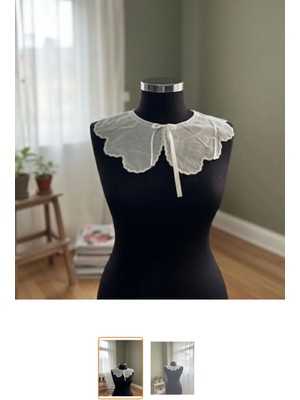 Pamuk Fisto Dantel Yaka (Saten Kurdele Bağlamalı)