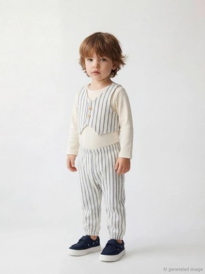 LC Waikiki Erkek Bebek Çizgili Çıtçıtlı Body ve Pantolon  (S6)