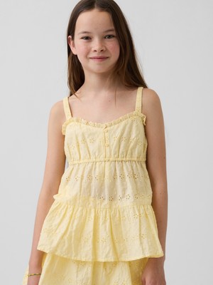 Gap Kız Çocuk Sarı Tiered Eyelet Tank Bluz
