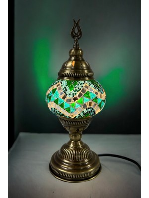 Normadia El Yapımı Mozaik Masaüstü Lamba, Mavi ve Yeşil Renkli Dekorasyon
