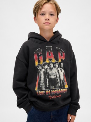 Gap Erkek Çocuk Siyah Stranger Things Vintagesoft Grafik Baskılı Sweatshirt