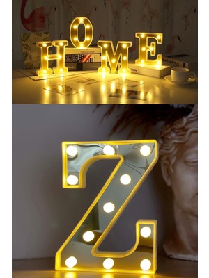 Normadia 3D LED Z Harfi Dekoratif Işık Büyük Boy, Doğum Günü ve Organizasyon Için