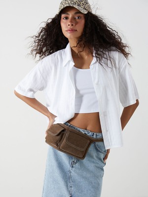 Lc Waikiki Yeni Sezon Çizgili Keten Karışımlı Kadın Gömlek