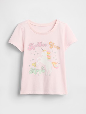 Gap Kız Bebek Pembe B-Day Grafik Baskılı T-Shirt
