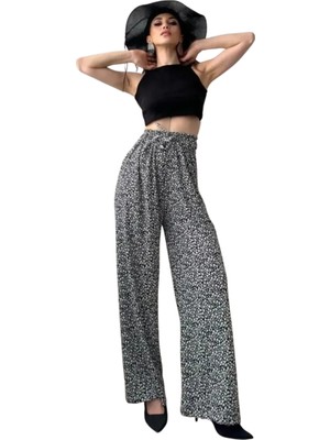 SARVONA Desenli Beli Lastikli Bürümcük Pantolon -Gri̇