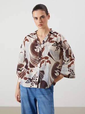 Lc Waikiki Yeni Sezon Desenli Oversize Kadın Gömlek
