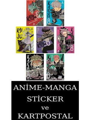 Kurukafa Yayınları Kaiju No: 8 1-2-3-4-5-6-7 Manga Seti (7 Kitap) / 8 No'lu Canavar / Sticker ve Kartpostal Hediye