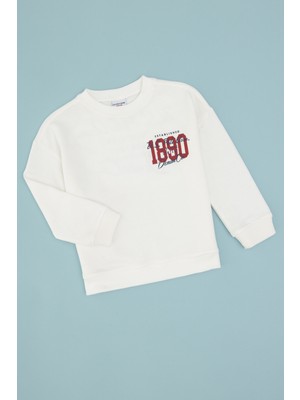 U.S. Polo Assn. Erkek Çocuk Ekru Bisiklet Yaka Sweatshirt 50308525-VR019