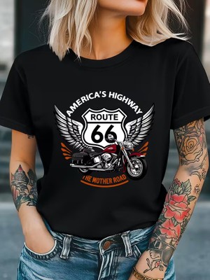 Eymora Özgürlük Yolculuğu Motosiklet Grafik Baskılı  Tişort