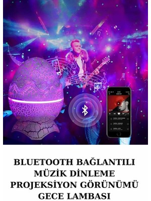 Selfbuysell Dinozor Speaker Renk Değiştirme Projeksiyon Modu Bluetooth Hoparlör Gece Lambası