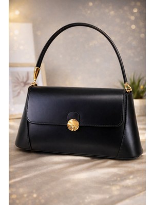 Kadın Siyah El ve Omuz Çantası – Gold Detaylı Zamansız Premium Tasarım