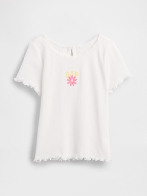 Gap Kız Bebek Beyaz Embroidered Logo T-Shirt