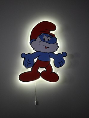 Normadia Ahşap Şirinler Çocuk Odası Gece Lambası, Renkli ve Sevimli Tasarım