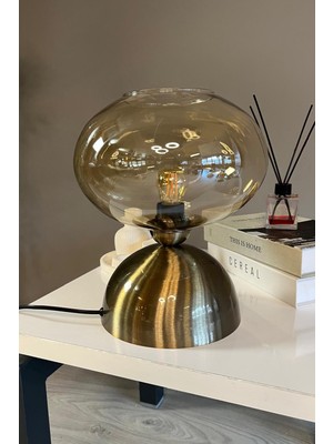 Normadia Cam Bal Rengi Masa Lambası, Dekoratif Masaüstü Aydınlatma, Hol ve Yatak Odası Işığı