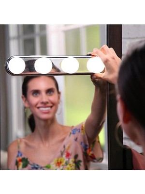Normadia Portatif Mutfak ve Makyaj Işığı, 4 LED Ampul, Parlak ve Kullanışlı