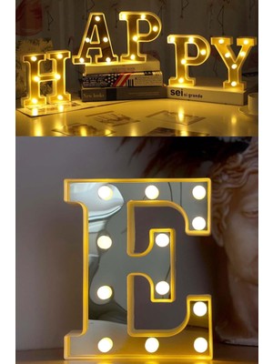 Normadia 3D LED Işıklı E Harfi Büyük Boy Doğum Günü ve Organizasyon Dekoru