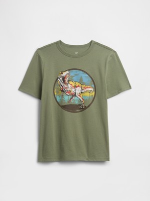 Gap Erkek Çocuk Haki Grafik Baskılı T-Shirt