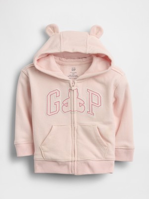 Gap Bebek Pembe Vintagesoft Terry Gap Logo Fermuarlı Sweatshirt