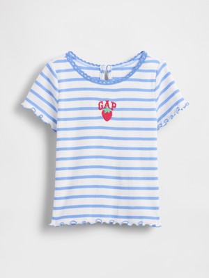 Gap Kız Bebek Mavi Embroidered Logo T-Shirt
