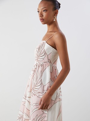 Lc Waikiki Yeni Sezon Kare Yaka Çiçekli Poplin Elbise