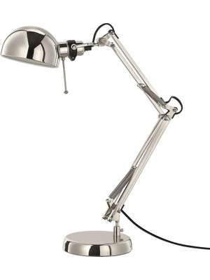 Normadia Gümüş Renkli Çalışma Lambası, Ayarlanabilir, 35 Cm, Kablolu, E14 Uyumlu