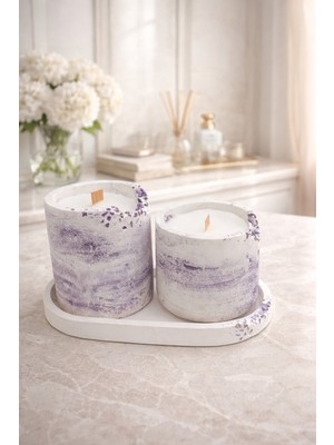 Decovian Home-Crımson Noır Maıson - Améthyste Collection - Taş Tozu Mermer Desenli El yapımı Mumluk %100 doğal vegan Soyawax mum