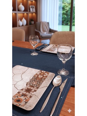 Moresun Lüx Amerikan Servisi Runner  Masa Örtüsü Takımı 5 Parça 150X40