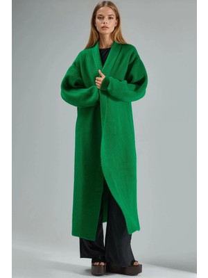 Hiccup Kadın My Fashıon Uzun Triko Hırka Çam Yeşili