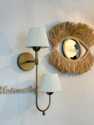 Normadia Şık Çift Başlıklı Osmanlı Ipeği Kablosuz Pilli Aplik Alt Eskitme Gold