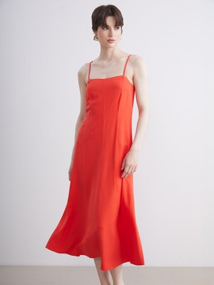 Lc Waikiki Yeni Sezon Kare Yaka Keten Karışımlı A Kesim Elbise