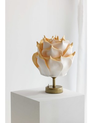 Normadia Eva Çiçeği Masa Lambası, Kablosuz, Alt Eskitme Gold Detaylı