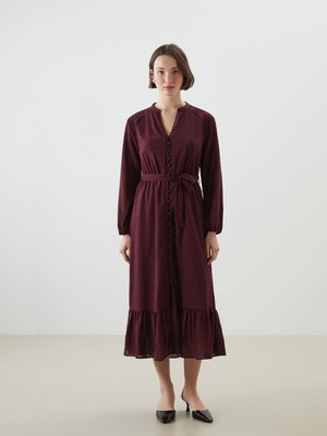 Lc Waikiki Yeni Sezon Kaçık Yaka Dokulu Elbise