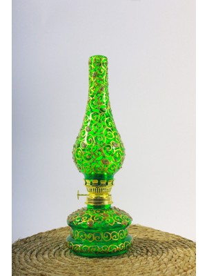 Normadia Vitray Desenli Gaz Lambası, 11 cm Çap, 33 cm Yükseklik, Şık ve Doğal Aydınlatma