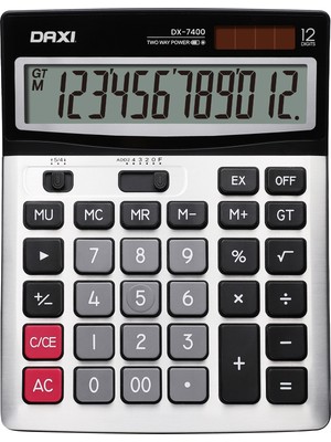 Daxi DX-7400 12 Haneli Büyük Boy Hesap Makinesi Hafif ve Dayanıklı Tasarım 15x19 cm