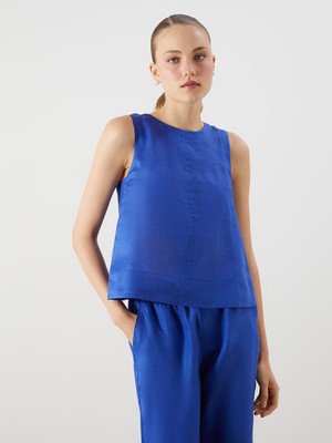 Lc Waikiki Yeni Sezon Bisiklet Yaka %100 Keten Bluz