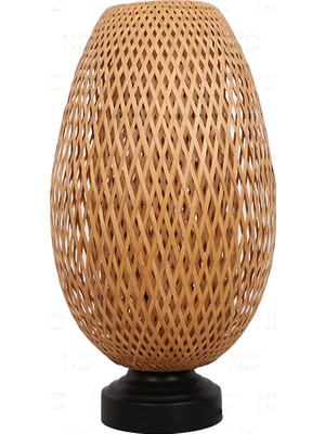 Normadia Modern Boja Bambu Abajur, Masa Lambası 23X37X42 Cm, Rattan Tasarım