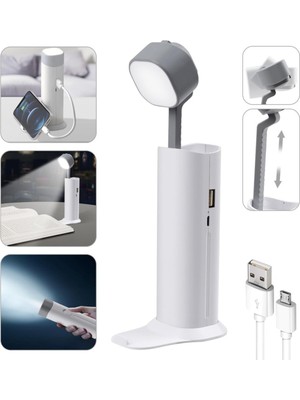 Normadia Şarjlı Dokunmatik LED Masa Lambası, Parlaklık Ayarlı, Powerbank Fonksiyonlu
