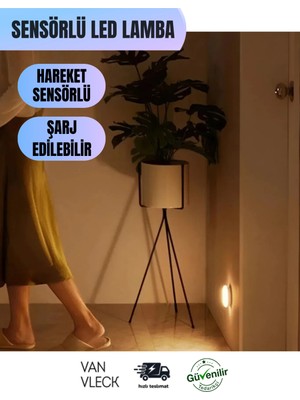 Normadia Sensörlü LED Lamba 3 Mod, Şarjlı, Gece ve Koridor Işığı, Vidasız Mıknatıslı