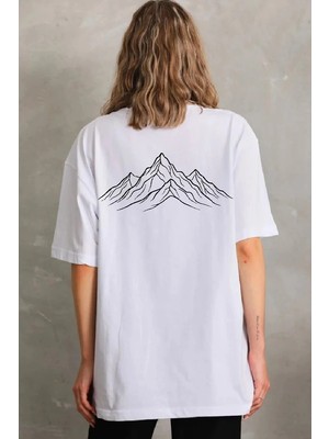 Kadın Nihilist Penguen Özel Tasarım Oversize Bisiklet Yaka Tişört - Beyaz